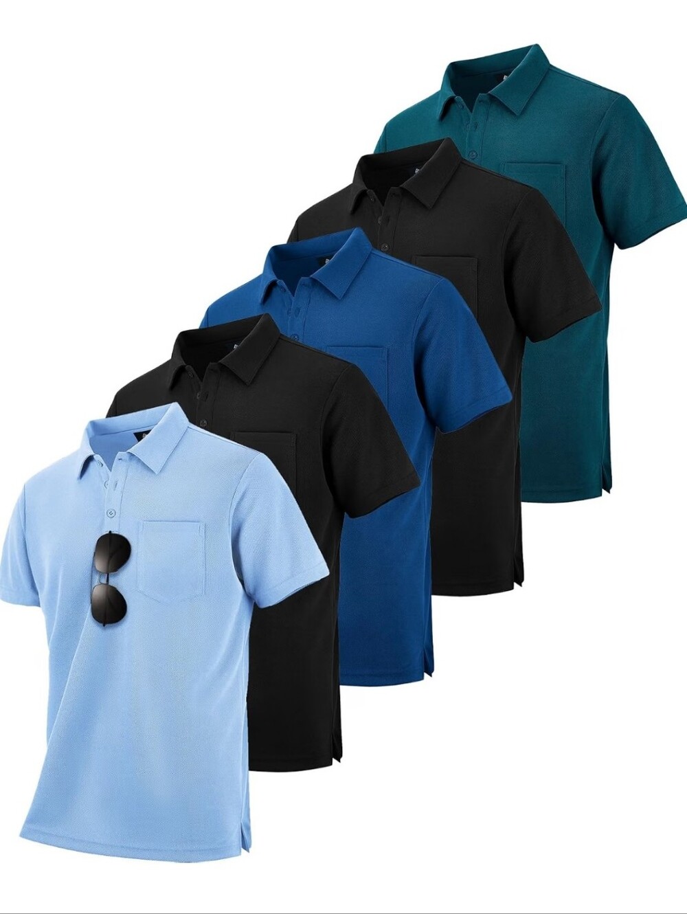 5 Pack Mens Size M Polo Shirts